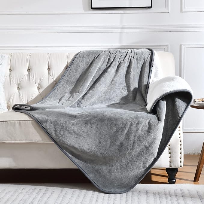 Soft Waterproof Blanket for Bed Couch Sofa, Grey, 60x80 inches | Liquid Pee Proof Pet Blanket for Dog Puppy Cat, Reversible Sherpa Fleece Blanket for Couch Cover, Furniture Protector