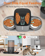 HoneyGuaridan 5L Automatic Cat Feeder for Two Cats, 2.4/5G WiFi Smart Feed Pet Feeder with Stainless Steel Bowl,APP Control Dispenser, Dual Power Supply,Desiccant Bag,10s Meal Call Black | Pet Feeder with Stainless Steel Bowl,APP Control Cat Food Dispe...