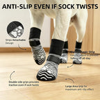 PUPTECK Anti Slip Dog Socks, Shoes with Grippers to Prevent Licking Hardwood Floors Traction, Rubber Boots & Paw Protectors for Small Medium Large Dogs Cold/Hot Pavement, Senior Dogs Booties Grey