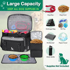 IGOLUMON Dog Travel Bag Large Pet Travel Bags Set for Supplies Weekend Travel Kit Tote Organizer Multi-Pockets Food Travel Bag with 2 Extra Large Food Containers, 2 Dog Bowls, 1 Feeding Mat