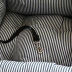 BLOBLO Dog Car Seat Pet Booster Seat Pet Travel Safety Dog Bed for Car with Storage Pocket (Coffee Stripe)