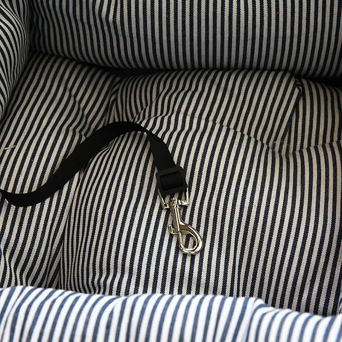 BLOBLO Dog Car Seat Pet Booster Seat Pet Travel Safety Dog Bed for Car with Storage Pocket (Coffee Stripe)