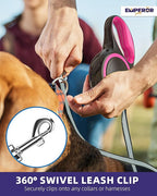 Emperor Pets Pink Heavy Duty Retractable Dog Leash 26 ft – Tangle-Free Nylon Tape, Anti-Slip Grip, Reflective – Retractable Leash for Medium Large Dogs up to 110 lbs -Classic-PK26