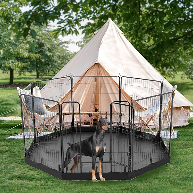 PJYuCien Octagon Playpen Bottom Pad for 32'' Width 8 Panel Pen, Black | Protect Floor, Easy to Move and Clean, Perfect for Puppy, Duck, and Other Small Animals, Hook Connect