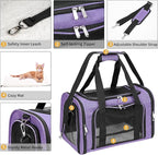 Soft-Sided Cat/Dog/Pet Carrier, Collapsible Pets Travel Carriers for Big Cats/Small Dogs with Shoulder Strap & Removable Mat, Mesh Puppy Carry Bag, Up to 25 Lbs(Purple)