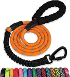 Rope Dog Leash 4 FT: Heavy Duty Leashes with Swivel Lockable Hook Reflective Threads Bungee and Padded Handle - Dog Lead for Large Small Medium Dogs Outside Walking Hiking Orange