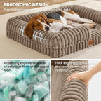 ChiXnuggle Faux Fur Orthopedic Dog Bolster Bed, Waterproof Washable Cover | rectangular dog sofa couch,egg crate foam,non-slip bottom,for large dogs,taupe,35*28*7
