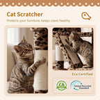 Heybly Cat Tree, 71-Inch-Tall Tower for Indoor Cats with 2 Perches HCT034BW | Large Cat Furniture with 2 Big Condos, 2 Hammocks, Basket, Scratching Pad, Multi-Level Cat Condo, Leopard Print