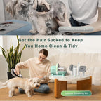 Afloia 6-in-1 Dog Grooming Vacuum Kit, Pet Clipper & Nail Grinder, Green | All-in-one grooming covers brushing, clipping, trimming and nail care, 1.5L dust cup, 3 suction levels, low-noise comfort