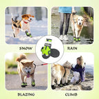 Dog Shoes for Large Dogs, 360°Anti Slip Medium Dog Boots & Paw Protectors Winter Snowy, Waterproof 4Pcs Dog Booties with Reflective Strips (Size 1: 1.57''x2.09''(W*L), Green)