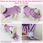 2 Packs Breathable Cotton Dog Recovery Suit for After Neuter Spay Abdominal Wounds Protector, Professional Anti-Licking Onesies for Male Female Pets Surgery Bandages, L Purple & Pink Stripes