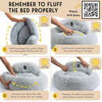 PetJett Calming Dog Bed Medium Size Dog - 30'' Donut Bed, Washable Dog Bed - Anti-Slip Super Soft Fluffy Plush Round Bed, Anti-Anxiety Premium Comfort Pet Bed, Fits Dogs up to 45 lbs - Bright Grey