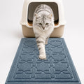 Yimobra Cat Litter Mat, Easy Clean Trapping PVC Mat, 35.4" x 23.6", Waterproof Backing, Non Slip Bottom, Scatter Control Pad for Litter Box, Tea Blue