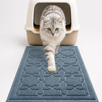 Yimobra Cat Litter Mat, Easy Clean Trapping PVC Mat with Waterproof Backing and Non Slip Bottom, Scatter Control Pad for Litter Box, 24"x20", Tea Blue