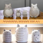 SPOTTED DOG GIFT COMPANY Ceramic Jar with Lid for Countertop, Cat Treat Container, Cute Decorative Kitchen Storage Jar for Tea Coffee Sugar, Gifts for People Who Love Cats, White 16oz