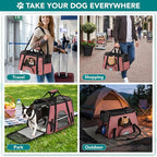 PetAmi Airline Approved Pet Carrier for Cats & Small Dogs, Soft Sided TSA Travel Carrier Bag with Sherpa Bed, Breathable Mesh Ventilation, Collapsible Bowl, Up to 18 lbs, Large Heather White Red