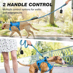 Double Handle Dog Leash with Poop Bag Holder and Car Seat Belt Buckle | Heavy Duty | Double Handle | with Poop Bag Holder | with Car Seat Belt Buckle | Reflective | Lightweight