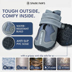 Spark Paws 365 Dog Shoes - All-Season Boots for Winter Snow & Hot Pavement | Water-resistant, anti-slip, stay-on straps - rain, ice & summer booties in one. Reflective; small, medium & large dogs