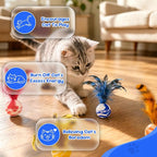 Cat Feather Toys 10 Pack, Cats Bouncy Balls for Indoor Cats | Feather Chase & Fetch Balls, Bouncy Tails Cat Toys with Durable Rubber, Interactive Home Chase Exercise Hunting Play