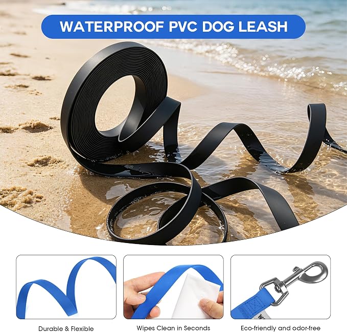 Wolfone Waterproof Dog Leash 10FT Long Line Training Leash for Dogs | Long Line Dog Leash Durable PVC coated leash with waterproof surface easy clean design for recall and outdoor walks