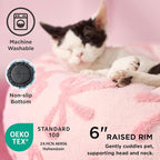 LE SURE Shown on TV Jacquard Donut Cat Beds Indoor,Pink Taffy 20x20x6in | Orthopedic Calming Puppy Bed,Cute Original Design Pattern,Washable Cover, Home Decor as Gift for Pet ,Anti Slip Bottom