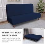 Easy-Going 100% Waterproof Futon Cover, Stretch Futon Slipcover Medium | Dual Waterproof Armless Futon Couch Cover, Leakproof Sofa Bed Furniture Protector for Kids Pets Dog Cat, Navy