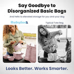Rubyloo Puffer Dog Travel Bag for Dog Moms, Diaper Bag with Travel Bowls | 2 BPA-Free Collapsible Bowls, 2 Pet Food Containers, 9 Pockets, Everyday Puffer Bag Works With or Without Your Dog, Soft Pink