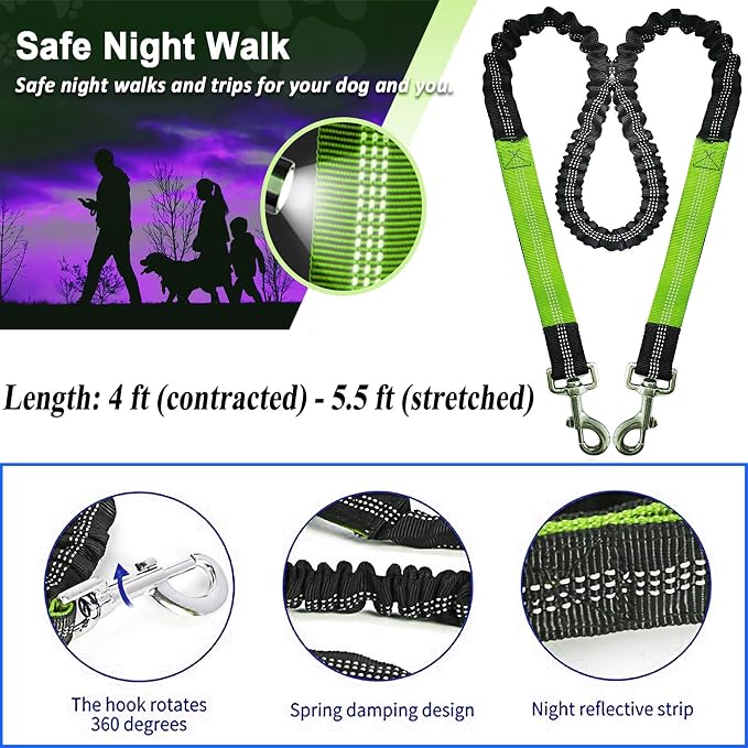 Dog Tie Out Cable for Camping, Dog Trolley System and 4ft Bungee Leash | Suitable for Dogs Up to 400lbs, Camping Yard andOutdoor Events