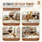 CasaMila Espresso Martini Cat Scratcher 20", Cat Scratching Post, Cat Scratching Tree, Cat Post, Scratching Post for Indoor Cats, Modern Cat Tree with Bed, Martini Cat Tree, Cute Novelty Cat Post