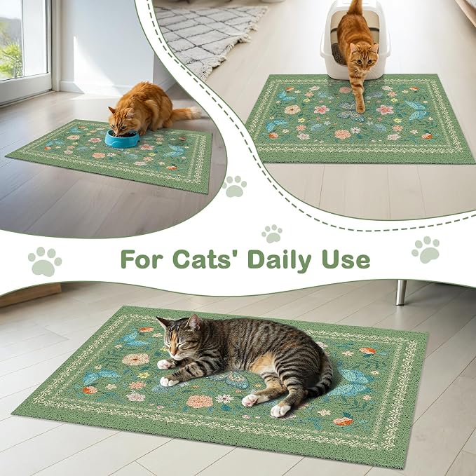 Unicorn Catcher 40"x30" Cat Litter Mat Non-Slip Washable Litter Box Mat | High-Density PVC Litter Catcher Mat Efficiently Traps Scattered Litter From Paws To Keep Floors Clean