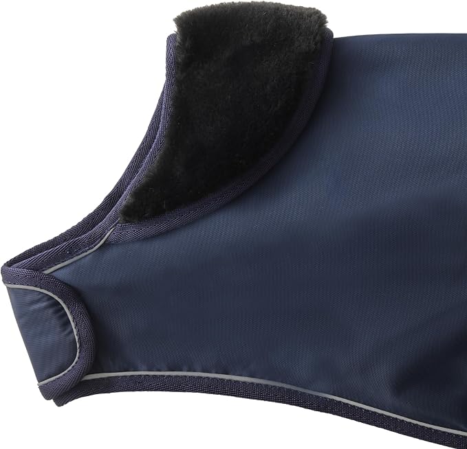 Pet Passion Breeze II - The Windbreaker, Water Resistant Pet Raincoat, Vegan Fur and Lined Pet Jacket for Small, Medium, Large Dogs, Navy, Large (40-60 lbs)