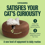 Peekaboo Cat Cave Donut for Multiple & Large Cats up to 30-45 lbs, 3-in-1 Self Warming Cat Bed, Tunnel & Scratcher for Indoor Cats, Washable & Detachable Small Dog Bed (Brown, Large)
