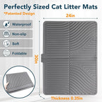 UPSKY Large Cat Litter Mat 31" x 24 Waterproof and Washable, Soft on Paws | Litter Catcher Pad, Cat Litter Trapping Mat, Scatter Control, Fits Most Litter Boxes, Use for Dogs & Cats, Grey