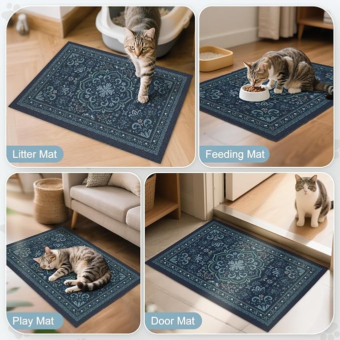 Unicorn Catcher 33"x22" Cat Litter Mat Non-Slip Washable Litter Box Mat | High-Density PVC Litter Catcher Mat Efficiently Traps Scattered Litter From Paws To Keep Floors Clean