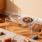 Clear Acrylic Elevated Dog Cat Bowls with Stainless Steel Bowls | Acrylic Elevated Dog Cat Bowls,Equipped with 2 Detachable Transparent Bowls and 2 Stainless Steel Bowls