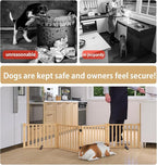 Wooden Freestanding Dog Gate Indoor - 16.9" H 4 Panels | No-painted Foldable Pet Gates for Doorways, Doggy Pet Fence for Stairs, Hallways