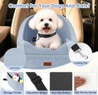 Vivifying Dog Car Seat for Small & Medium Dogs, Detachable & Washable Booster Seat for Pets Up to 25lbs, Travel Bed with Storage Pockets and Safety Belt – Gray