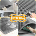 Pieviev Cat Litter Box Mat, Double-Layer Urineproof Design, 47" x 36" Gray | Honeycomb Litter Trapping Mat Captures Scattered Particles to Stop Tracking, Waterproof Base Protects Floors, Easy to Clean