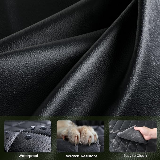 Pecute Back Seat Extender for Dogs 56.29 * 28.74 in, Car Window Fixing for Maximum Car Protection, Leather Fabric Dog Car Seat Cover for Back Seat, Waterproof, Scratch-Resistant, Support to 330 lbs