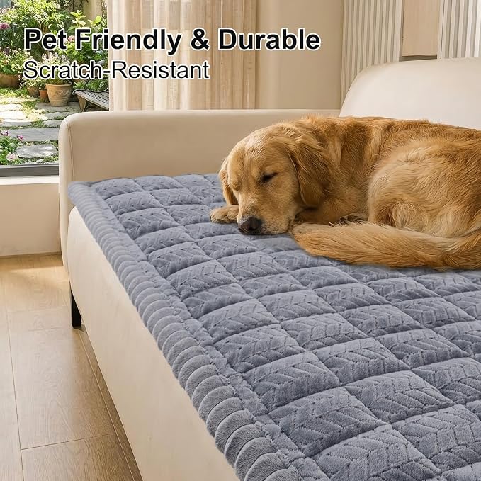 Smiry Couch Cover for Dogs, Non Slip Fuzzy Pet Sofa Covers Washable | Sofa Slipcovers for 3 Cushion Couch, Soft Thick Furniture Protector for Cats Dogs, Against Fur, Dirt, Scratch (35.4"x70.9")