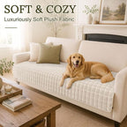 Smiry Velvet Couch Cover for Dogs, Non Slip Soft Sofa Protector for Pets | Washable Sofa Cover for Cats, Cozy Furniture Protector Against Pet Hair, Scratches, Fits Sectional Sofa(White, 36"x94.5")