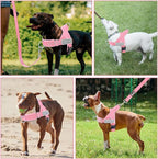 SlowTon No Pull Dog Harness - Heavy Duty Dog Harness and Leash Set for Medium Large Dogs, Reflective Tactical Harness with Soft Padded and Front Clip for Easy Walk and Training (Pink, L)