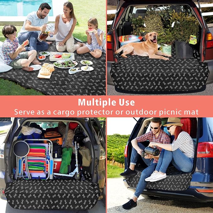 F-color SUV Cargo Liner for Dogs - Heavy Duty Cargo Cover for Mid-Size SUVs | Water Resistant, Bumper Flap, Non-Slip Mat, Car Trunk Dog Car Seat Cover Prevents Scratches Pet Hair Mud Dirt for Sedans Vans