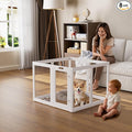 Clear Acrylic Dog Playpen Indoor, Puppy Cat Small Pet Play Pen, Pet Cat Playpen for Rabbits, Dog Fence Crate Kennel Whelping Cage (30", White, 8 Panel)