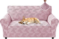 ZNSAYOTX Stretch Couch Covers for 2 Cushion Couch, 1-Piece Loveseat Covers Sofa Slipcover, Furniture Protector with Elastic Bottom for Dogs Geometrical Jacquard Fabric (Medium, Dusty Pink)