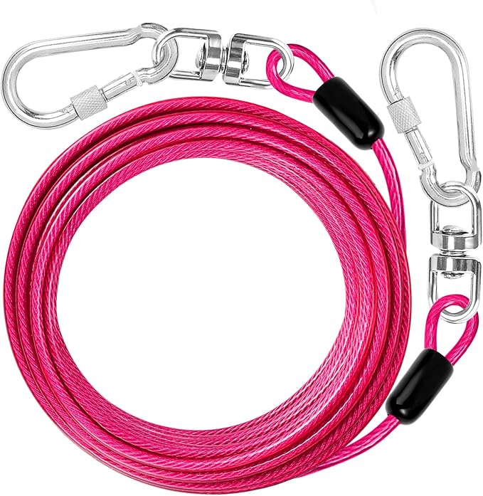 jenico Dog Tie Out Cable: 50 ft Dog Lead for Yard - Heavy Duty Chain Leash Outside for Small Large Dogs Up to 503 lbs - Outdoor Dog Runner Tether