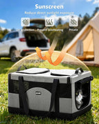 Pecute Cat Carrier, Soft Double Pet Crate for 2 Cats Travel, Gray | Anti-Collapse Steel Frame, Convertible Dual Space, Foldable, Polyester Breathable mesh, Up to 26 lbs, Car Travel & Vet Visits