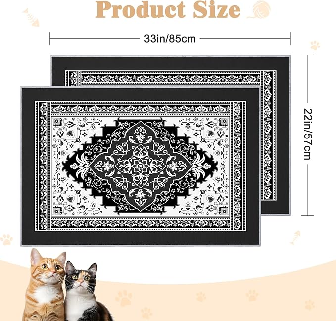 Bienbee Cat Litter Mat, 2 Pack 33" x 22" Machine Washable for Litter Boxes | Cat Litter Rug with Waterproof Backing, Non-Slip Grip and Soft On Kitty Paws to Catch Litter and Protect Floor