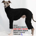 D Doggy Star Italian Greyhound Clothes Stretchable Onesie Whippet for Dog (L,Ribbed Black)