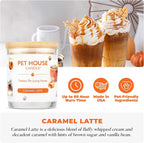 Pet House Fall Candles, Long Lasting, Clean Burning, Soy Wax Scented Candles for Pet Odor, Caramel Latte, 2 Pack